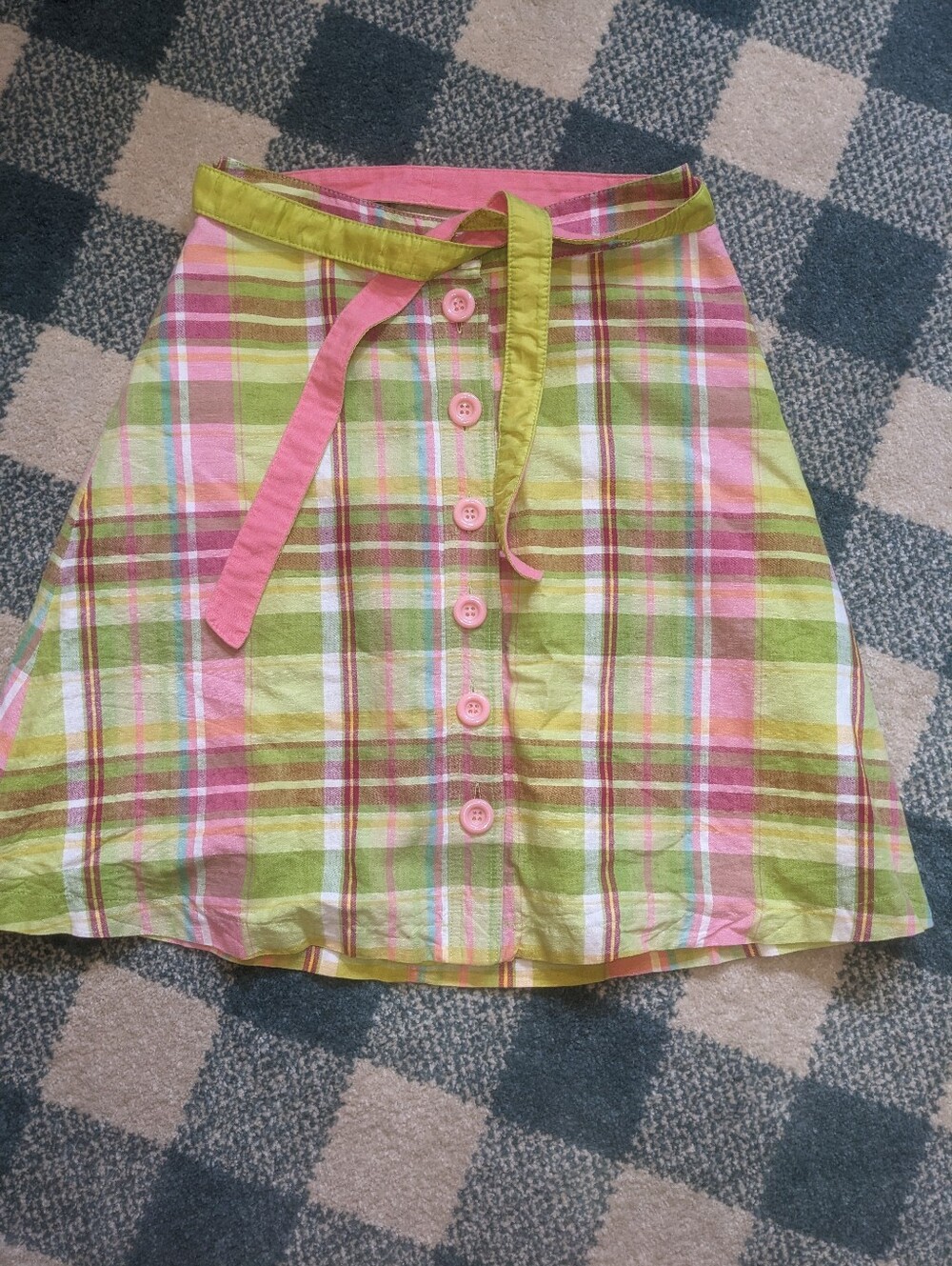 H&M Linen Cotton Blend A Line Colorful Flannel Print Skirt Size 4 - Picture 2 of 8